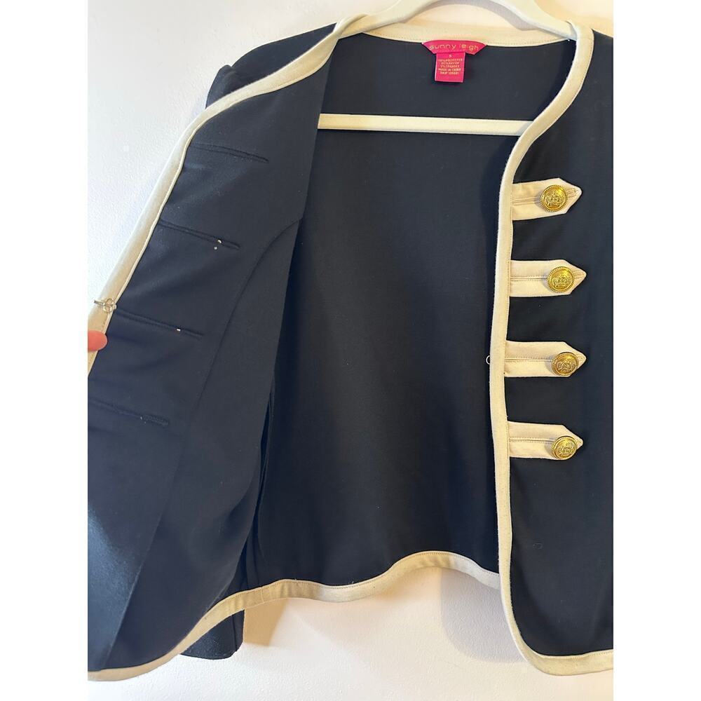 Vintage Y2K Sunny Leigh Women's Military Preppy Navy Gold Jacket Size Small - Picture 5 of 8